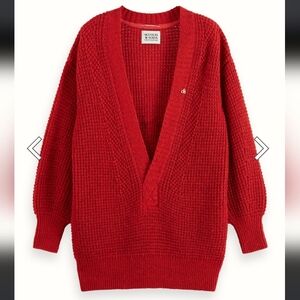 Scotch & Soda women's deep v neck  chunky waffle knit pullover sweater small new